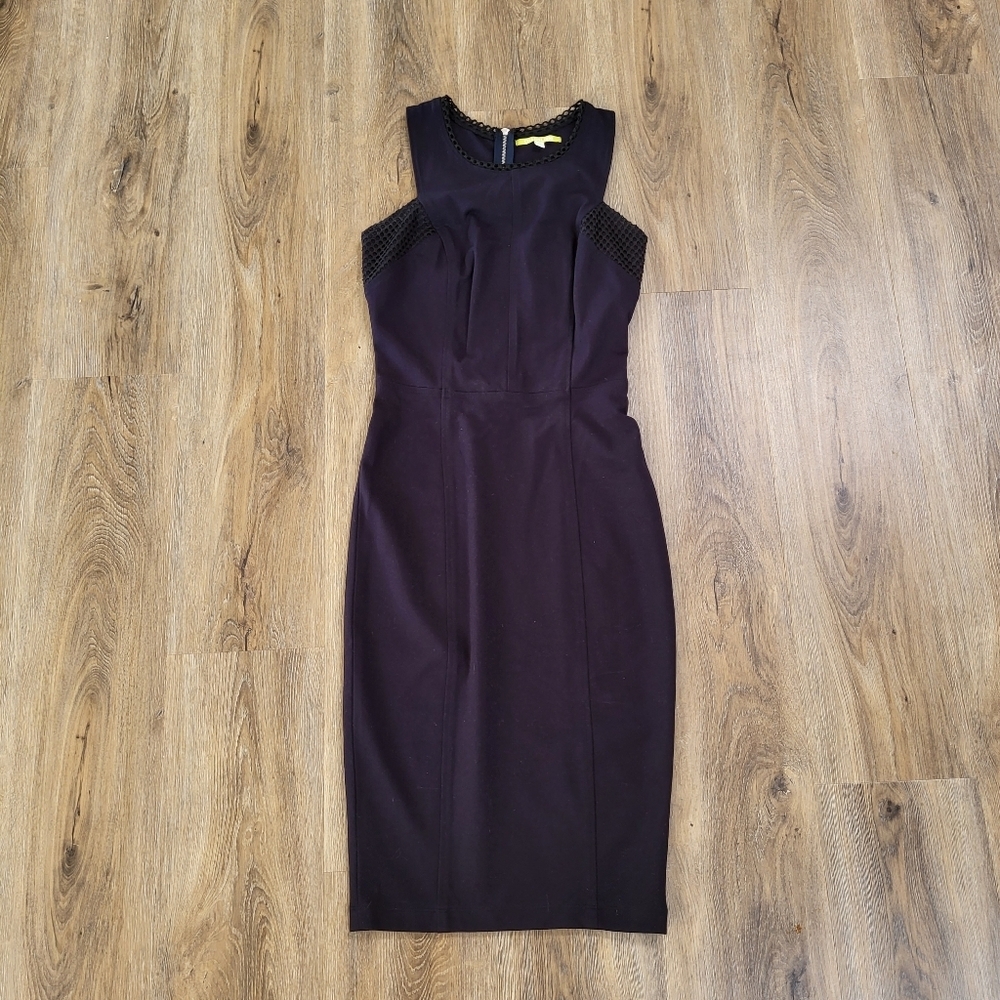 Gianni Bini Navy Blue Bodycon Dress Size XS Midi Slimming Sleeveless Stretch